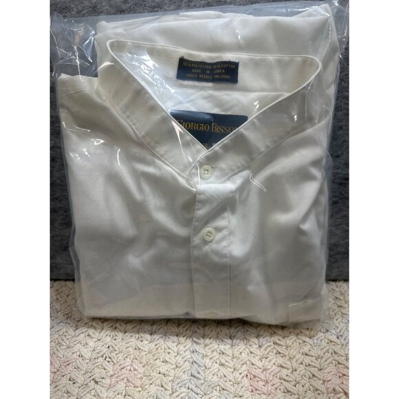Giorgio Bissoni Mens White Dress Shirt Size 18 36/37 65% Polyester 35% Cotton - Picture 4 of 8